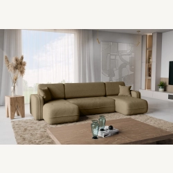 Oreo U Narożnik wypoczynkowy  Komfortowy narożnik wypoczynkowy z funkcją spania i pojemnikiem na pościel Tkanina Quelle 17